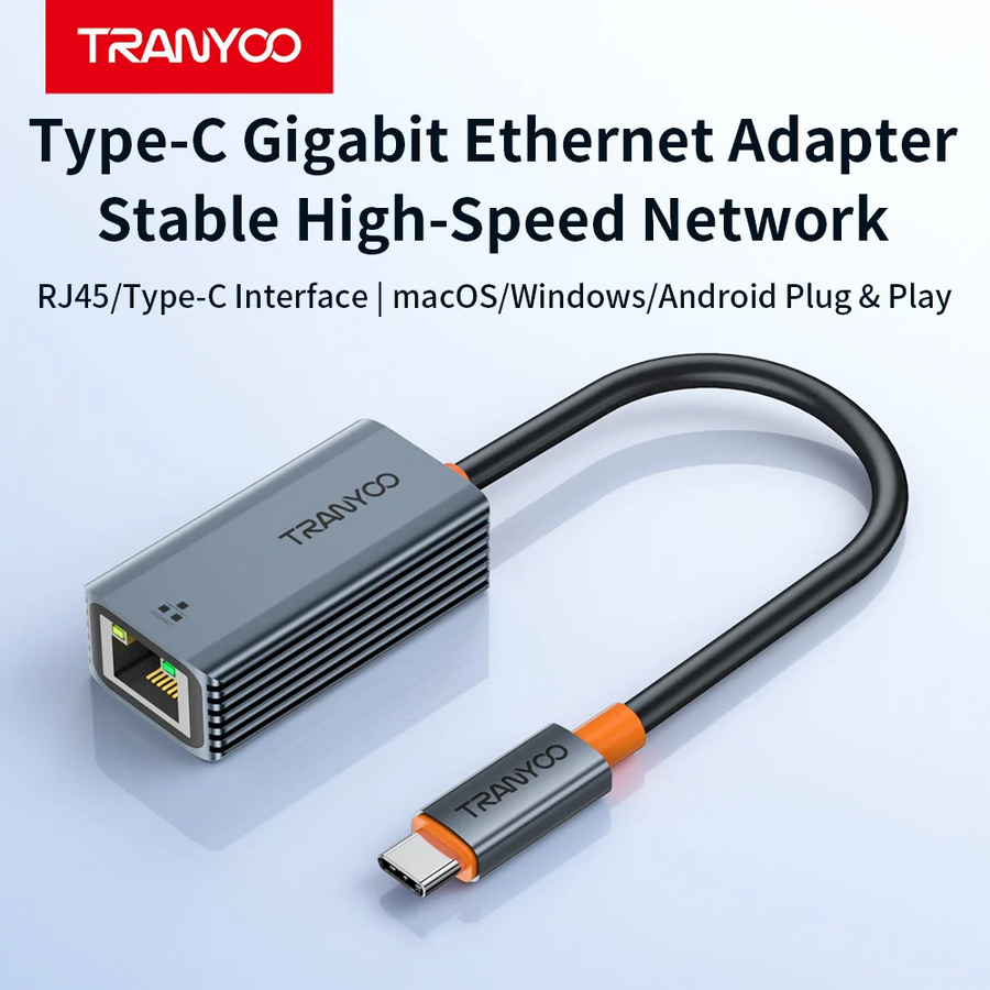 TRANYOO USB-C to Gigabit Ethernet Adapter 1000Mbps