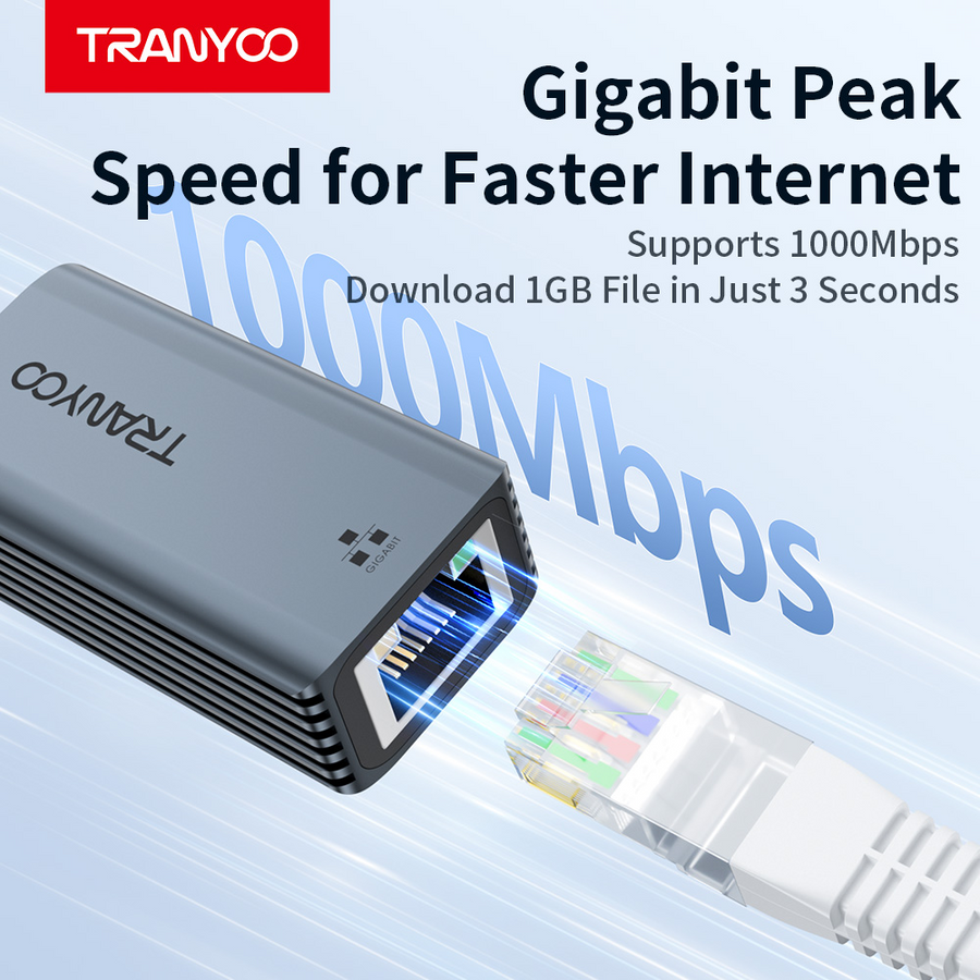 TRANYOO USB-C to Gigabit Ethernet Adapter 1000Mbps