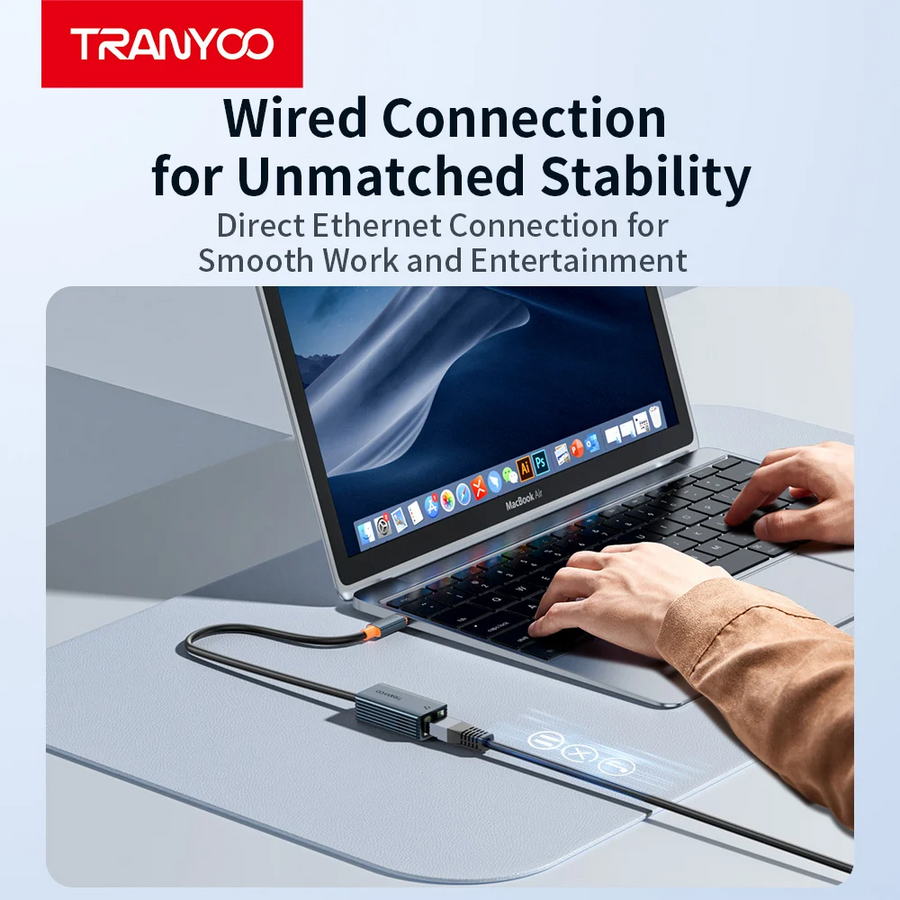 TRANYOO USB-C to Gigabit Ethernet Adapter 1000Mbps