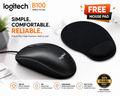 Logitech B100 Wired USB Optical Mouse | Ambidextrous Plug & Play Mouse for PC Laptop