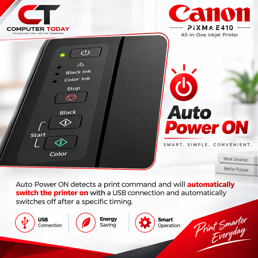 Canon PIXMA E410 All-in-One Inkjet Printer | Print Scan Copy | USB | Free Black & Colour Ink Cartridges
