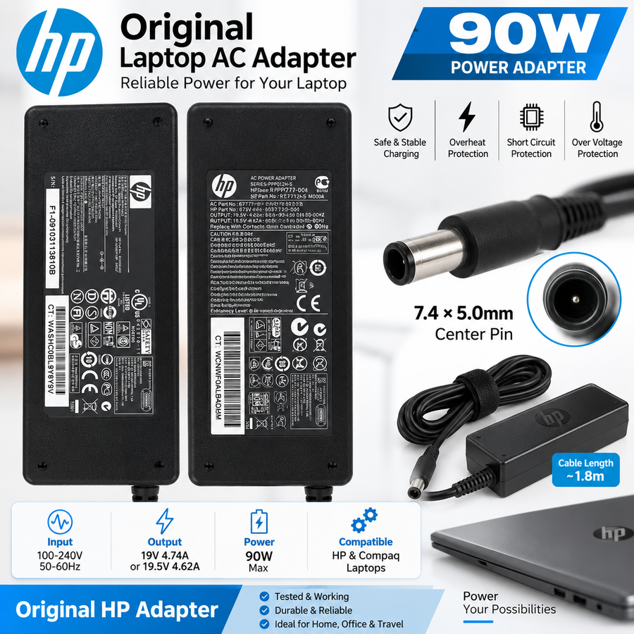 HP Original 90W Laptop AC Adapter Charger |