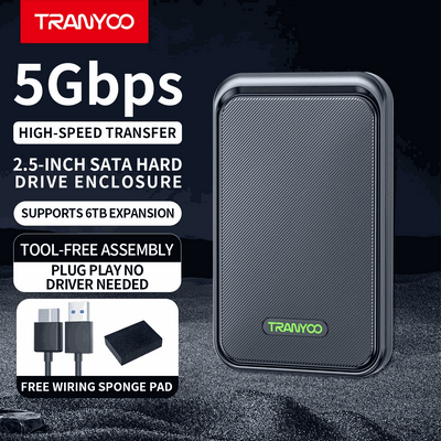 2.5 Inch SATA HDD SSD Enclosure USB 3.0 5Gbps External Hard Drive Case | Up to 6TB | Tool-Free