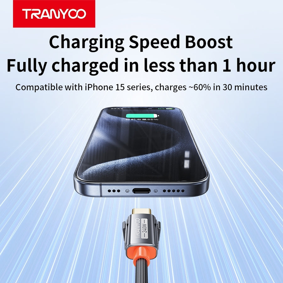 240W 4-in-1 Fast Charging Cable | Type-C USB Lightning Multi Charging Cable | PD E-Marker-Tranyoo